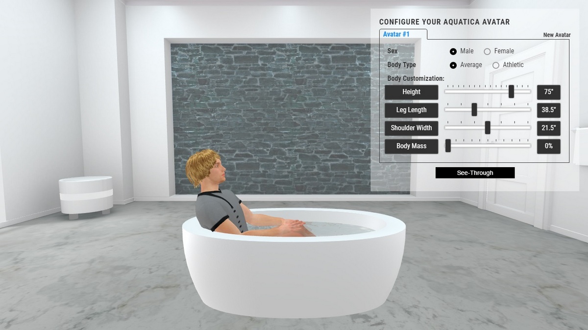 Purescape 174B Bathtub 3D Body Position